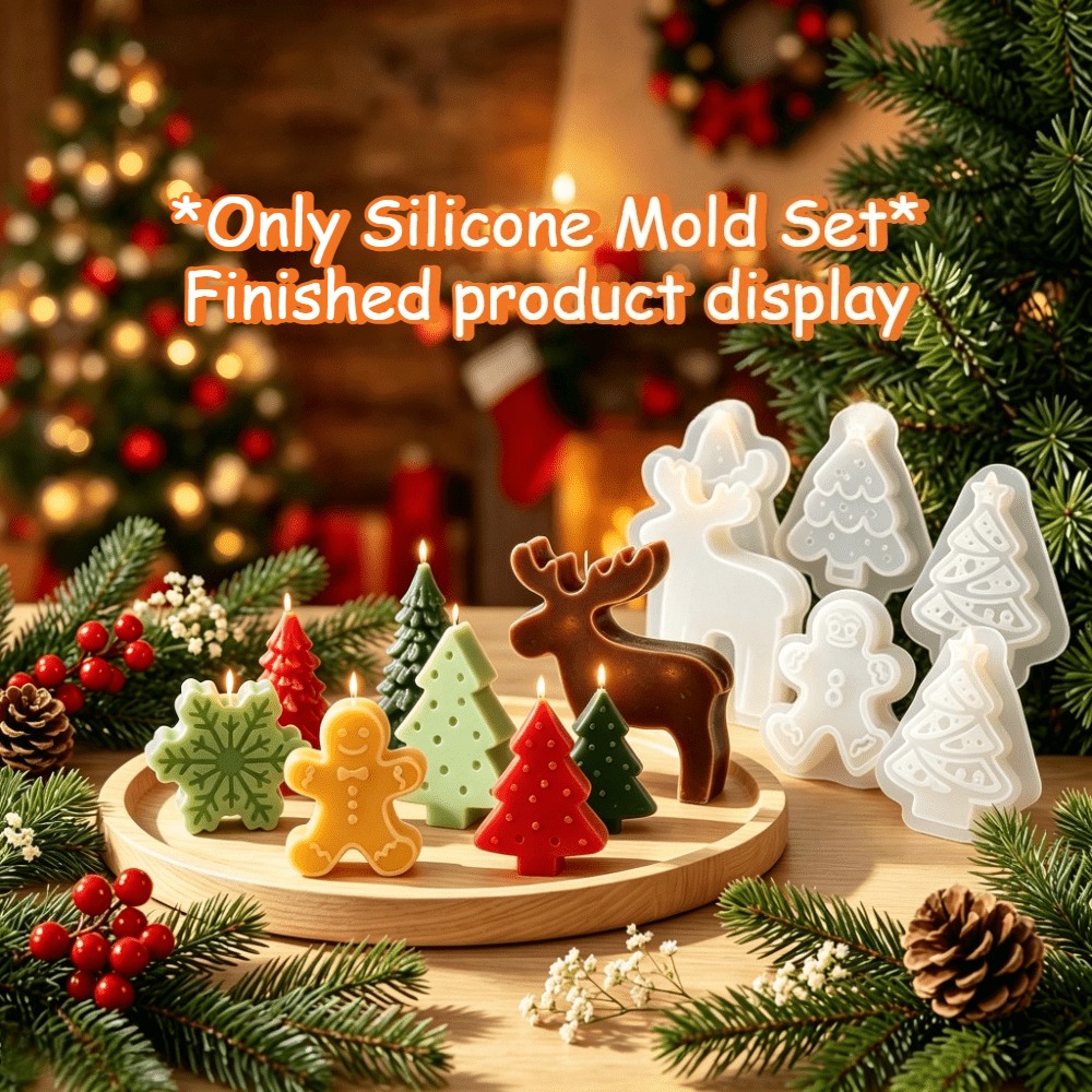 Candle Making Design - 6pcs Silicone Candle Molds Christmas Set,