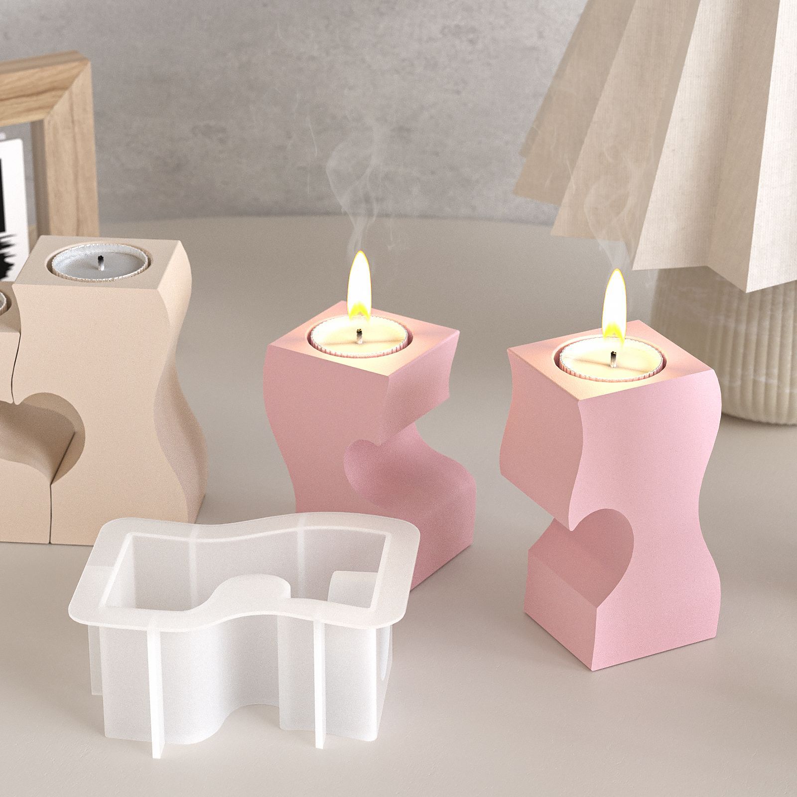 S Heart Candlestick Silicone M - Candle Making Design 评论和价格